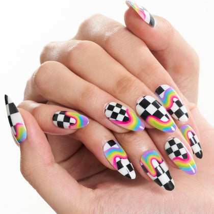GLAMERMAID Rainbow Press on Nails Medium Almond front view