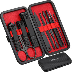 GLAMNE 10 in 1 Manicure Set with leather case front view