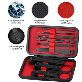 GLAMNE Manicure Set leather case opened showing tools
