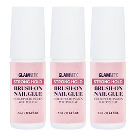 Glamnetic Brush On Nail Glue 3-Pack front view with packaging