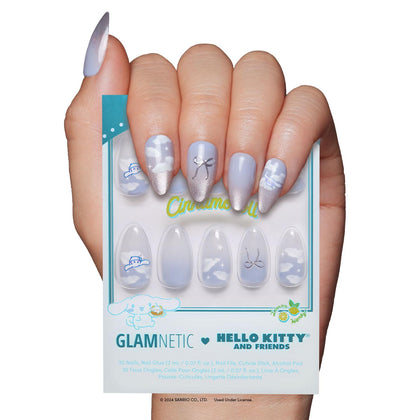 Glamnetic Cinnamoroll Cloud Press On Nails front view with 30 pieces