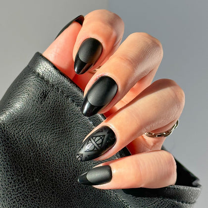 Glamnetic Deathly Hallows Press On Nails set front view