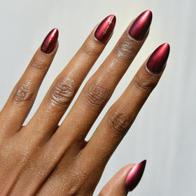 Glamnetic Gryffindor Press On Nails 30pc in scarlet red chrome finish
