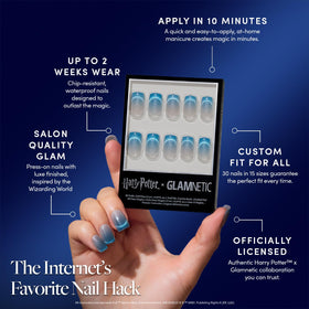 Glamnetic Harry Potter Lumos Press On Nails kit with nail glue and accessories
