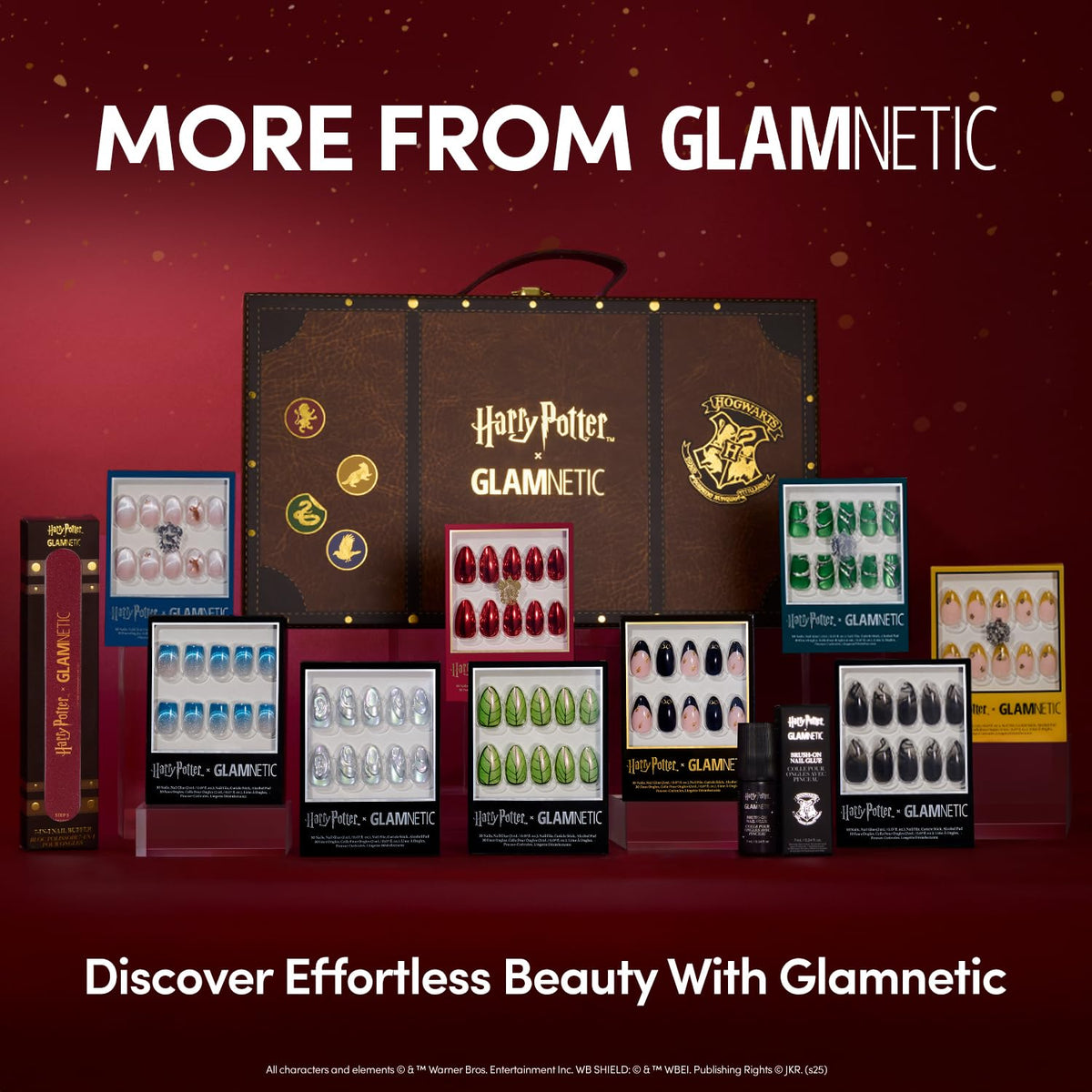 Glamnetic Harry Potter Lumos Press On Nails magical creatures sticker sheet