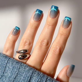 Glamnetic Harry Potter Lumos Press On Nails velvet blue gradient front view