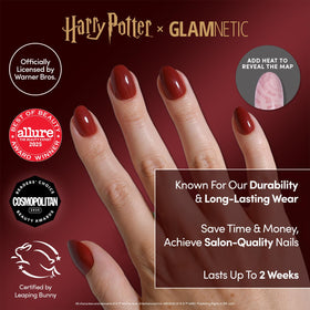 Glamnetic Marauder's Map Press On Nails showing colour change feature