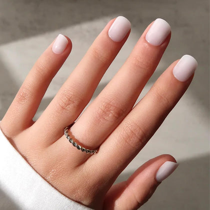 Glamnetic Press On Nails 30 Pc Kit front view with milky white nails