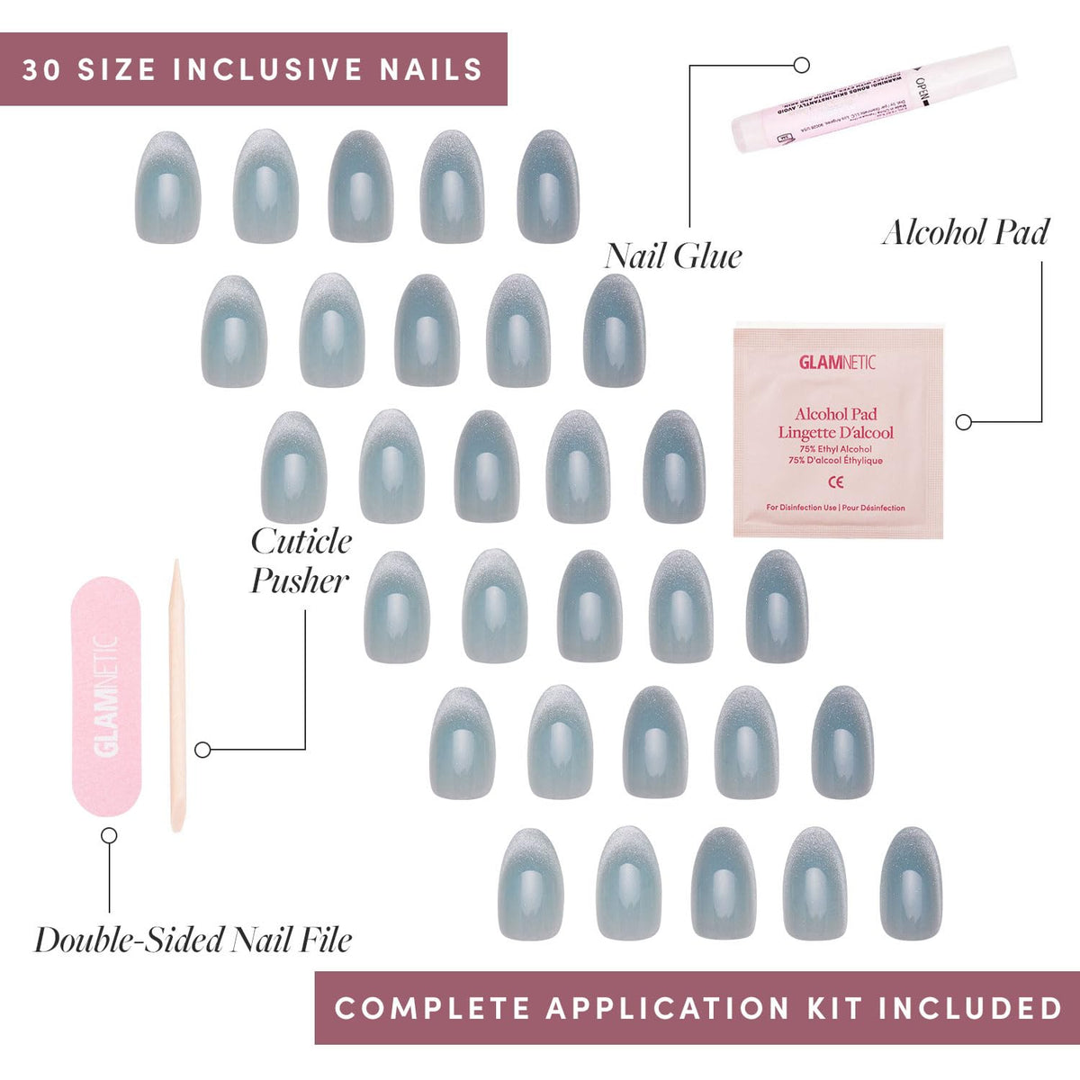 Glamnetic Press On Nails after application on hands