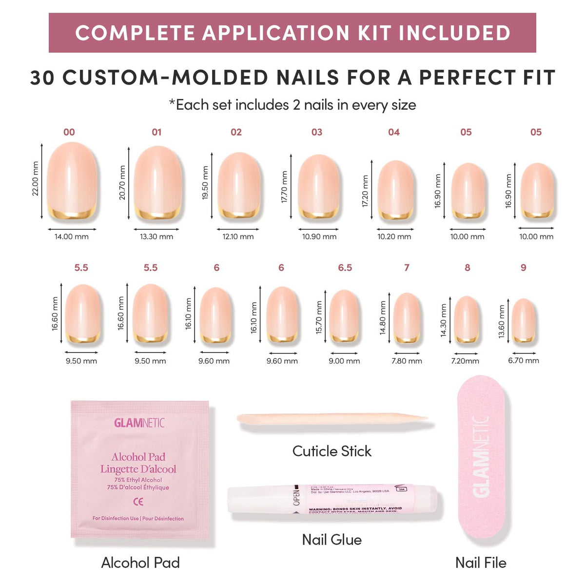 Glamnetic Press On Nails application process with cuticle stick