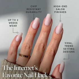 Glamnetic Press On Nails application process with glue