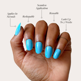 Glamnetic Press On Nails Azure Blue with storage box