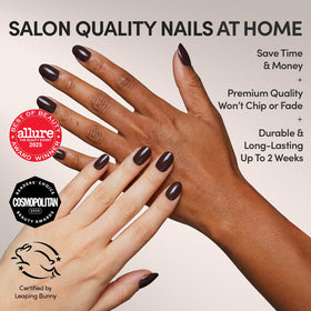 Glamnetic Press On Nails Bark Brown glossy finish close-up