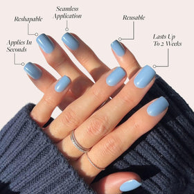 Glamnetic Press On Nails Cashmere Blue short squoval design