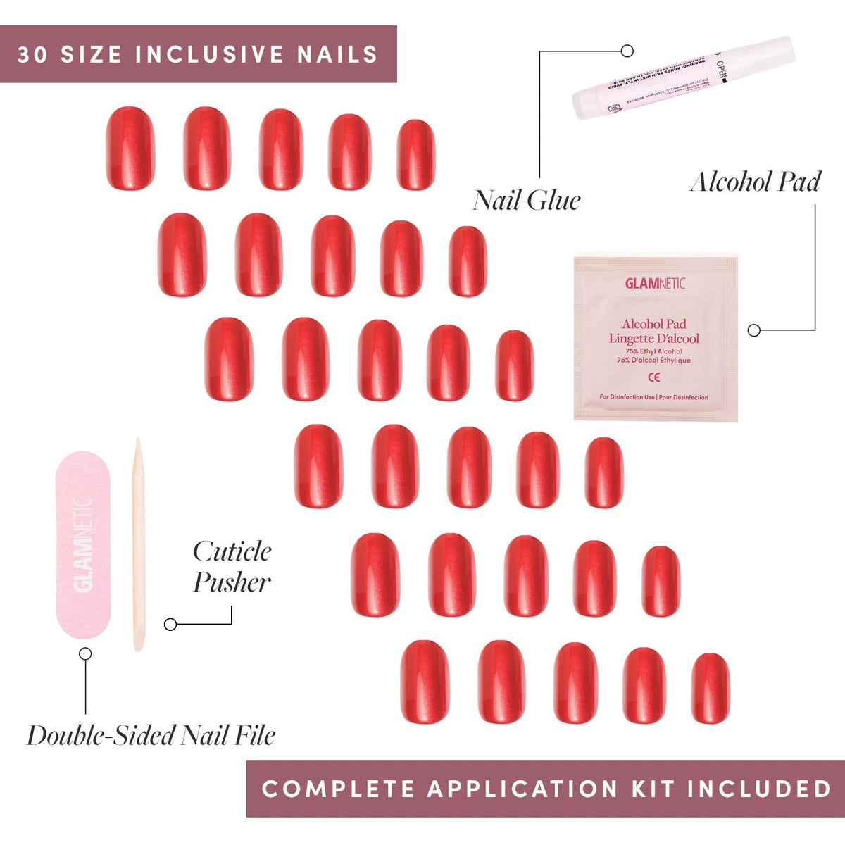 Glamnetic Press On Nails Cherry Glaze detailed view