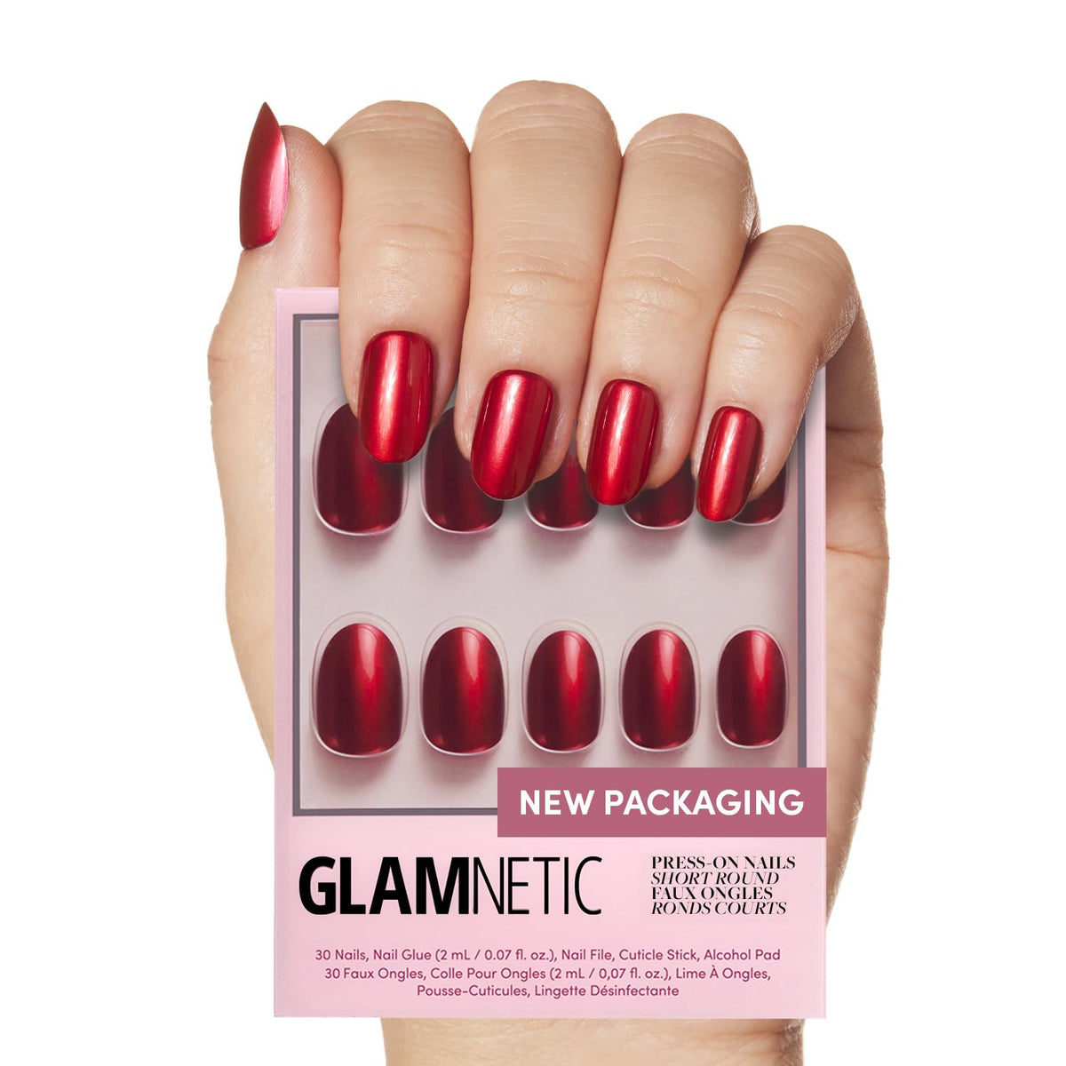 Glamnetic Press On Nails Cherry Glaze full kit front view