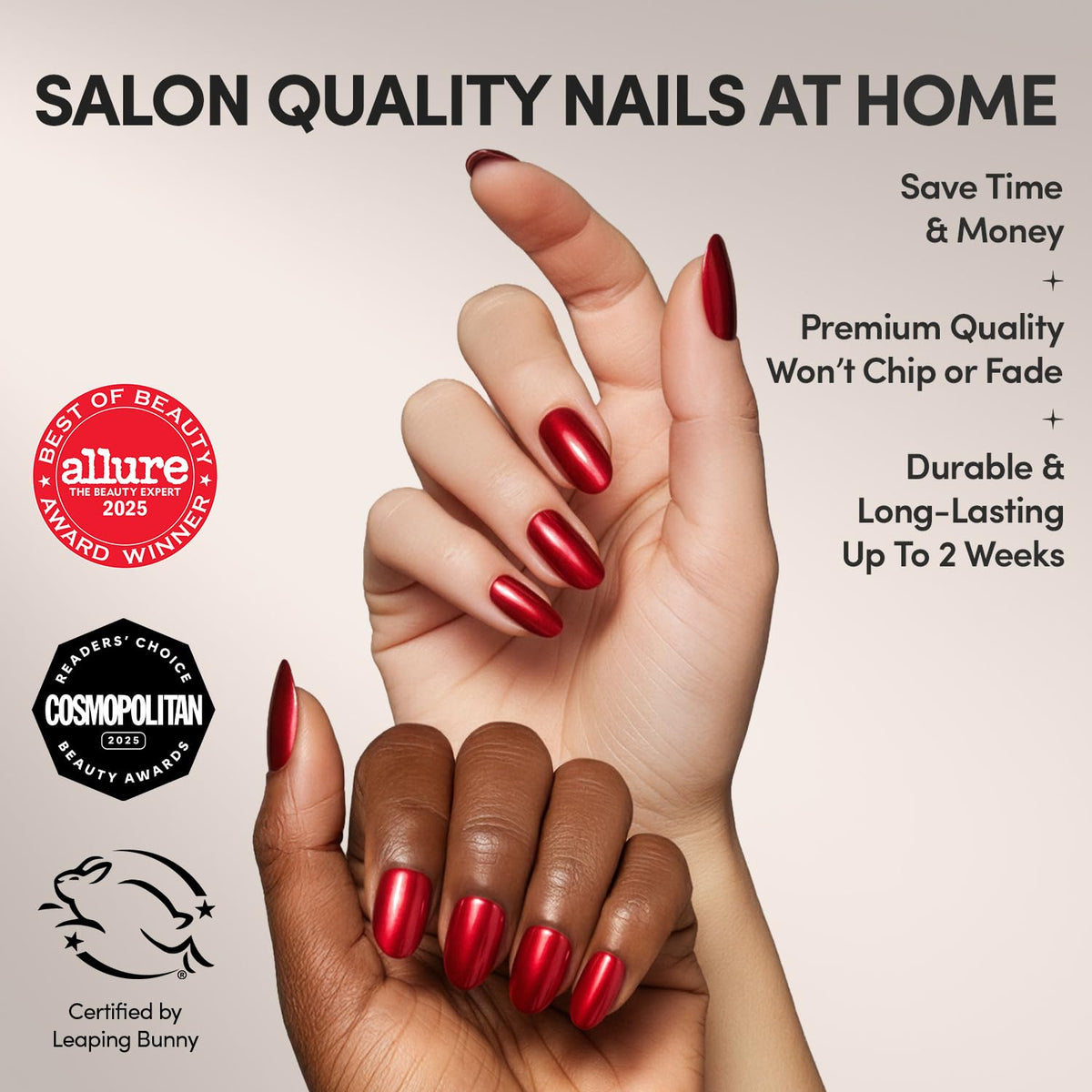 Glamnetic Press On Nails Cherry Glaze short round shape