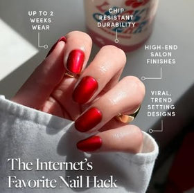 Glamnetic Press On Nails Cherry Glaze storage box and accessories