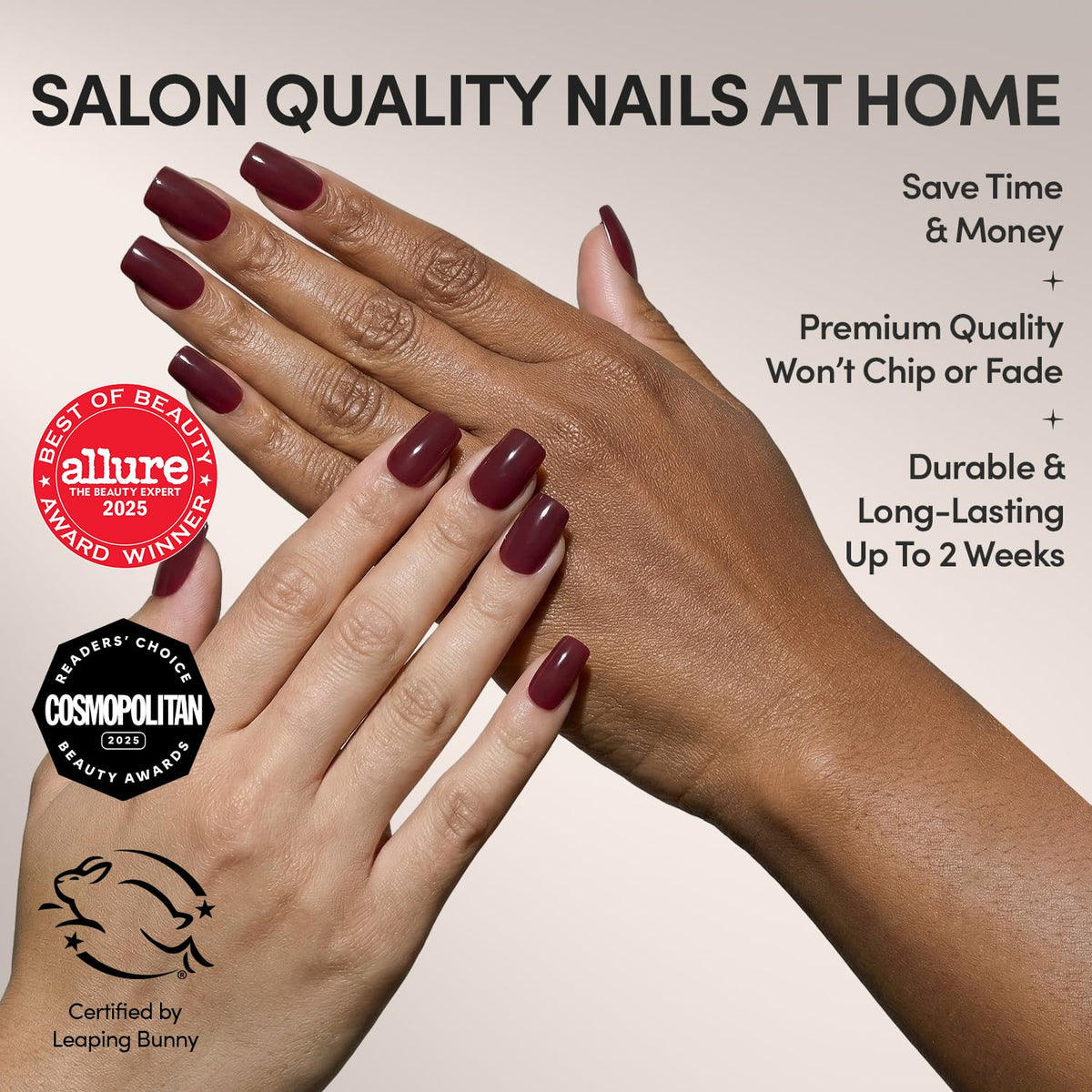 Glamnetic Press On Nails Cherry Mocha kit with storage box and accessories