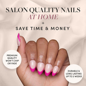 Glamnetic Press On Nails dark magenta pink French tip close-up