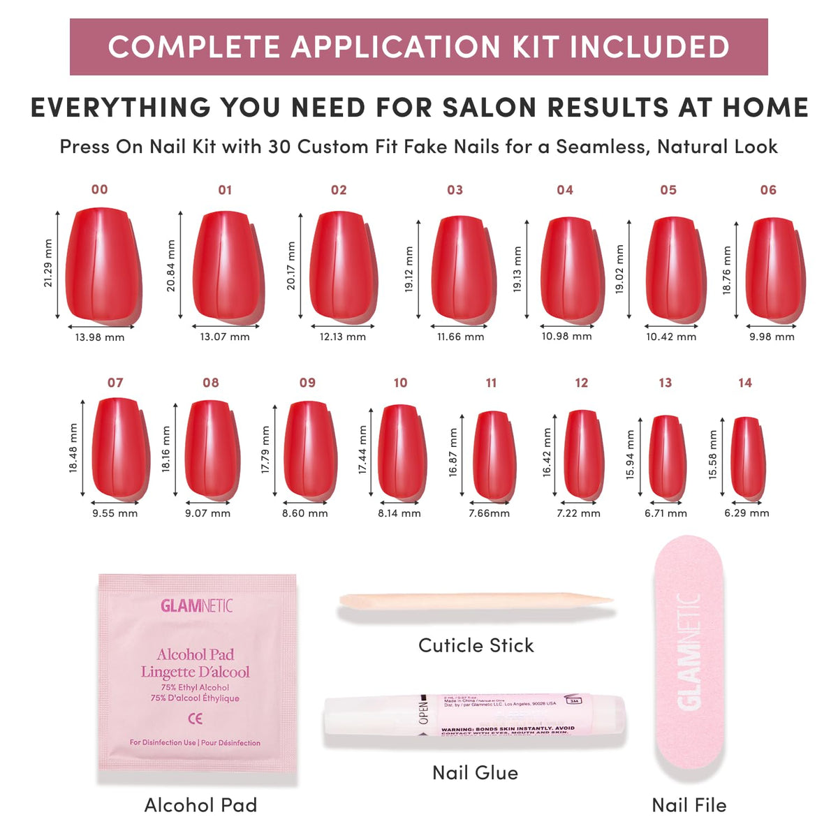 Glamnetic Press On Nails in Glazed Red on a hand model