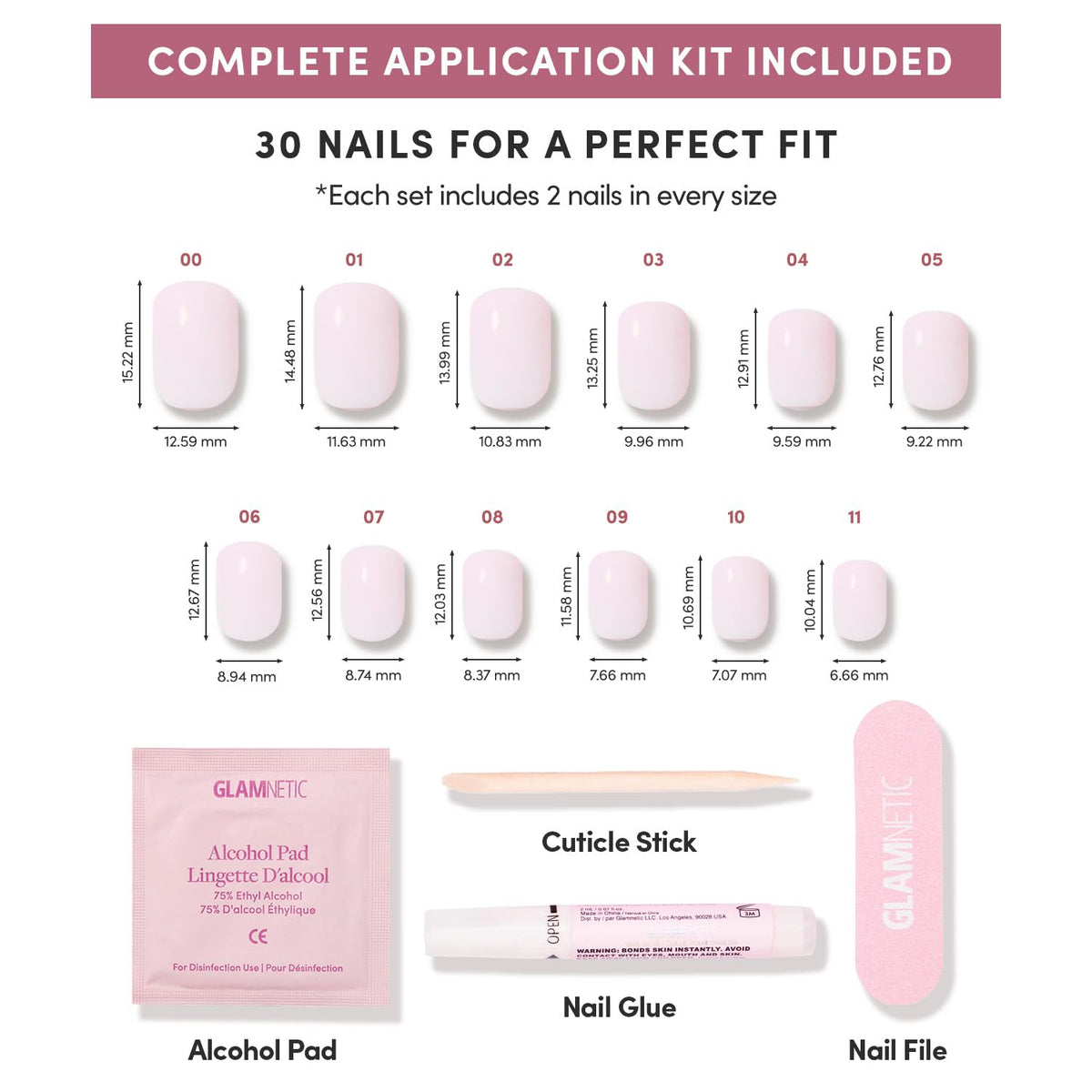Glamnetic Press On Nails in packaging with product details