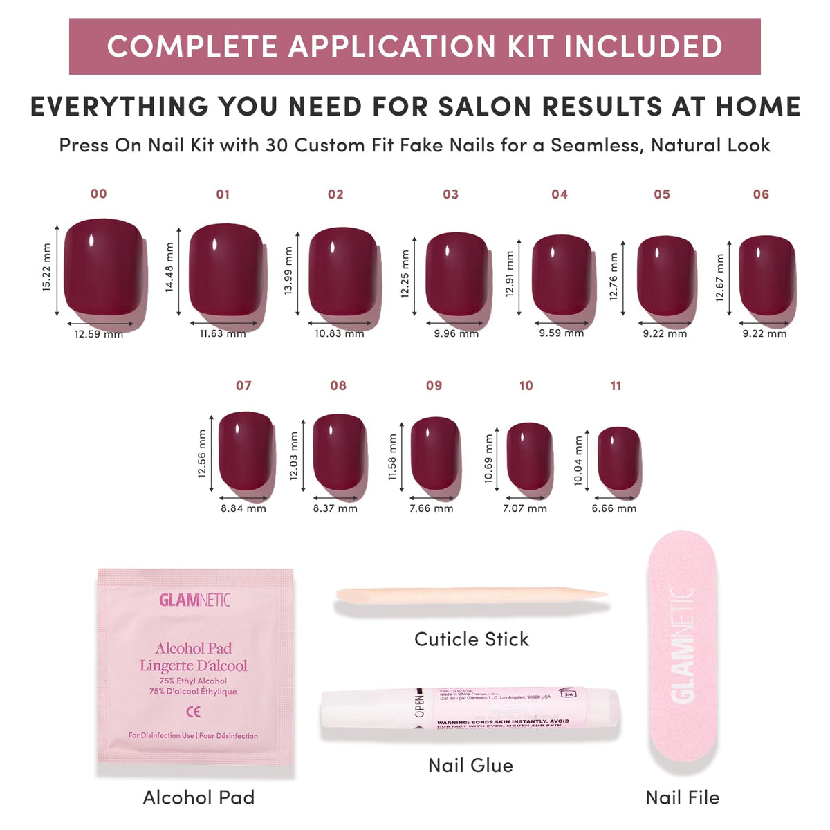 Glamnetic Press On Nails in various sizes