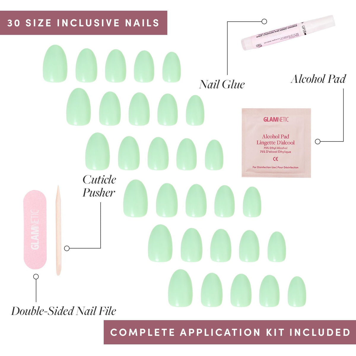 Glamnetic Press On Nails kit with alcohol pad
