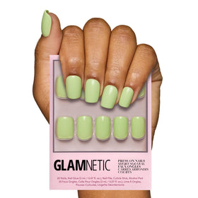Glamnetic Press On Nails Light Sage short squoval front view