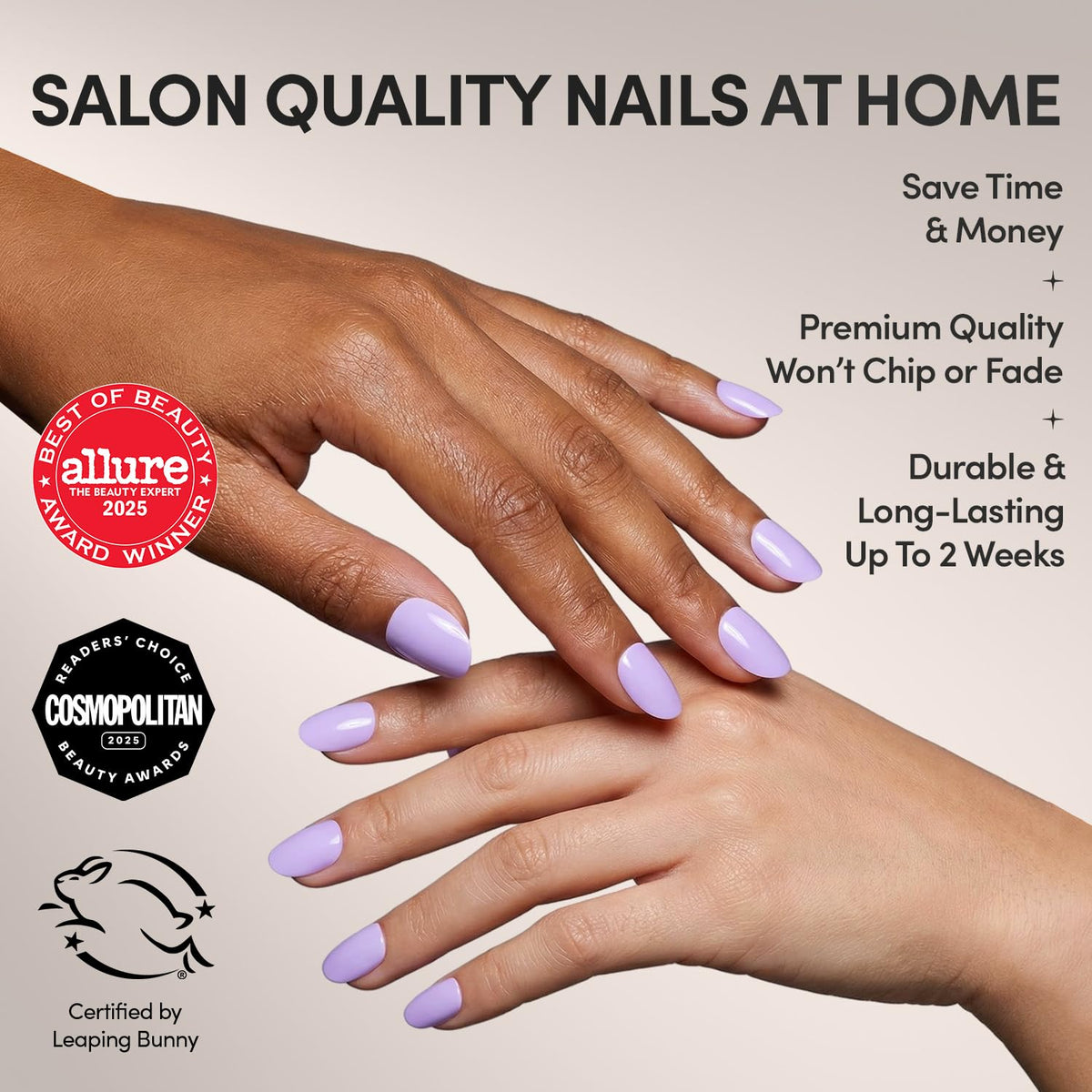Glamnetic Press On Nails Lilac colour with glossy finish