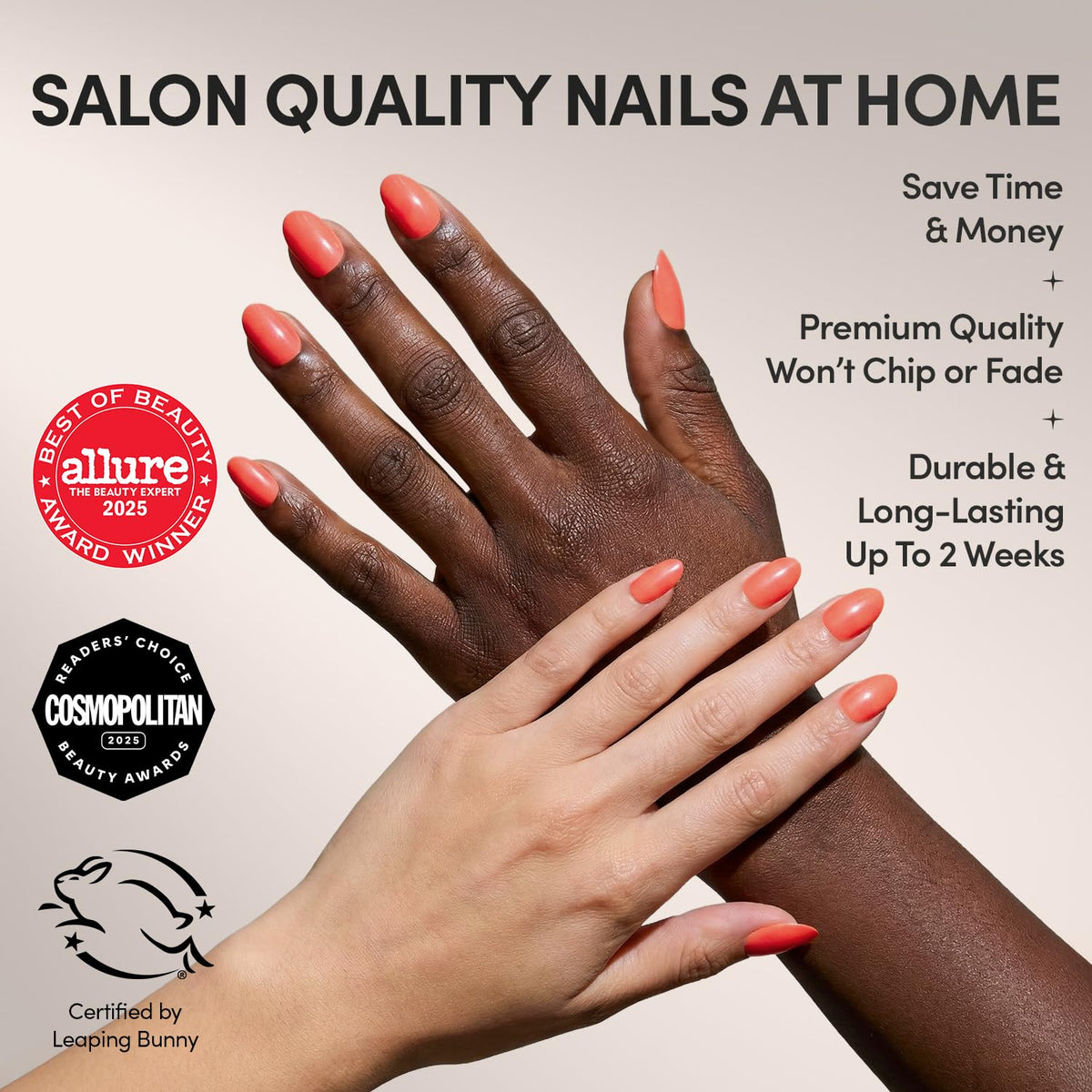 Glamnetic Press On Nails Lush Coral with storage box