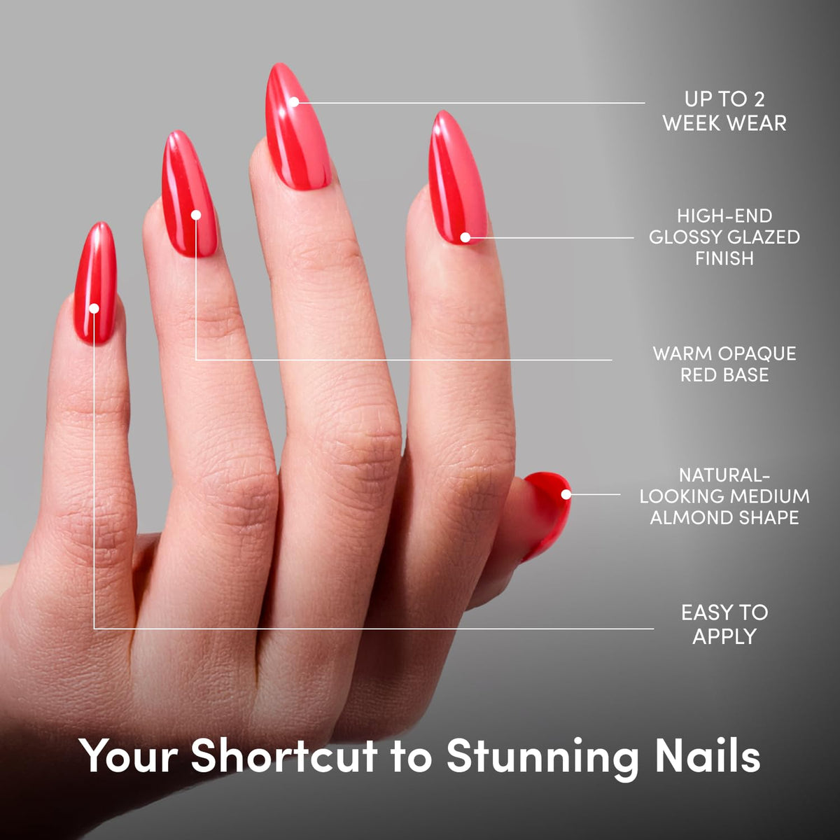 Glamnetic Press On Nails Medium Almond Glazed side view