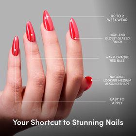 Glamnetic Press On Nails Medium Almond Glazed side view