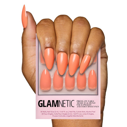 Glamnetic Press On Nails Medium Almond glossy finish front view