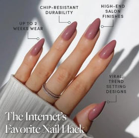 Glamnetic Press On Nails Medium Almond glossy finish in storage box