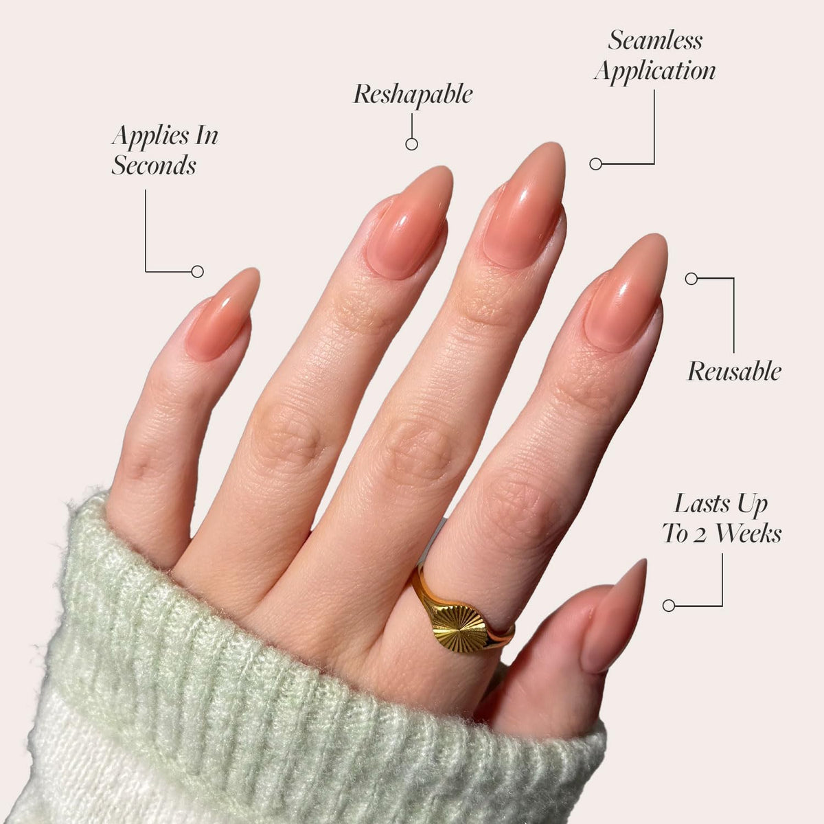 Glamnetic Press On Nails Medium Almond glossy finish with storage box