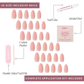Glamnetic Press On Nails Medium Almond glossy nails alcohol pad