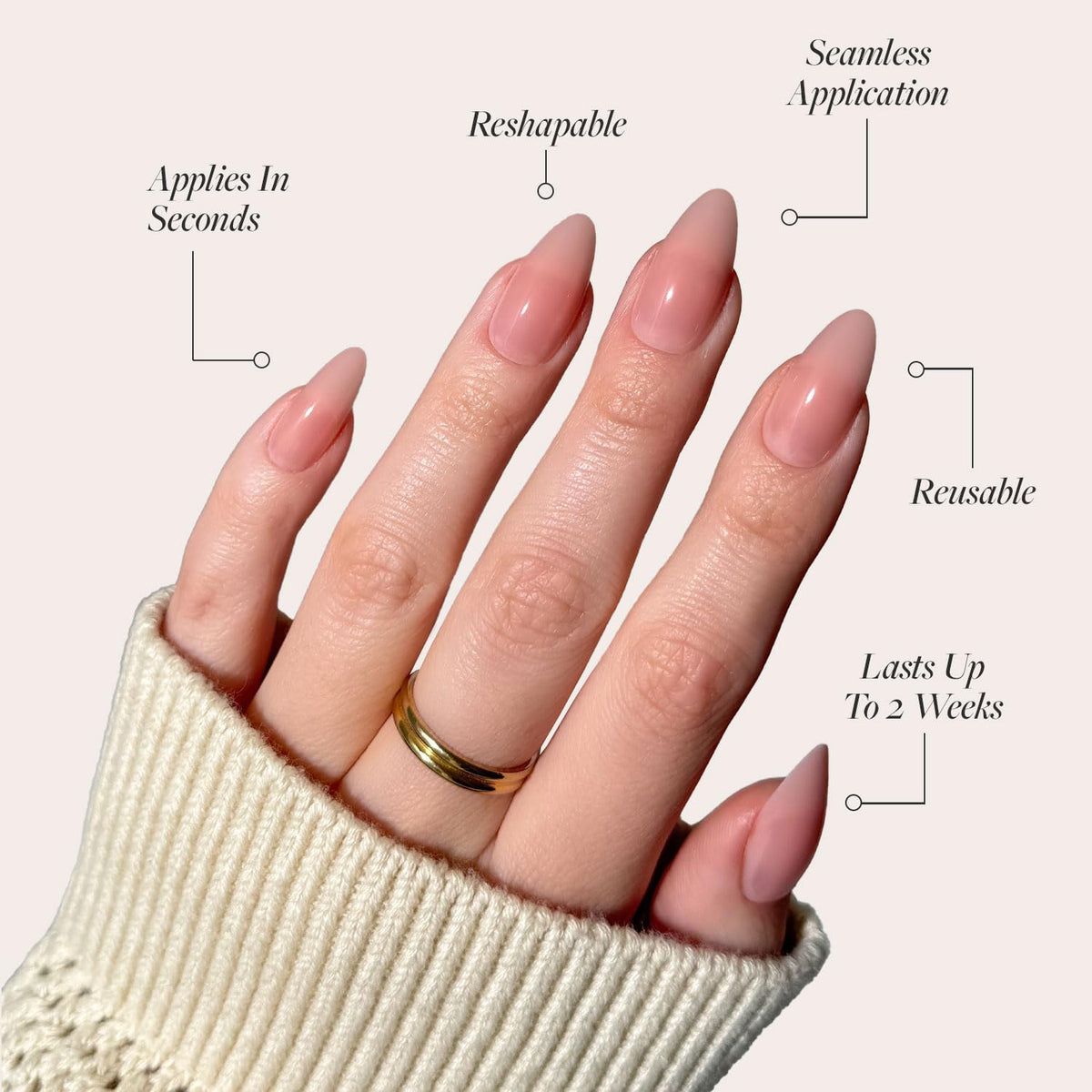 Glamnetic Press On Nails Medium Almond glossy nails with nail glue