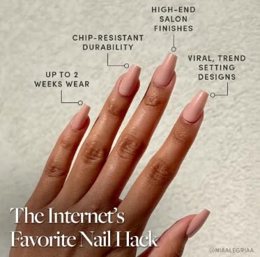 Glamnetic Press On Nails Medium Coffin Glossy close-up of nail sizes