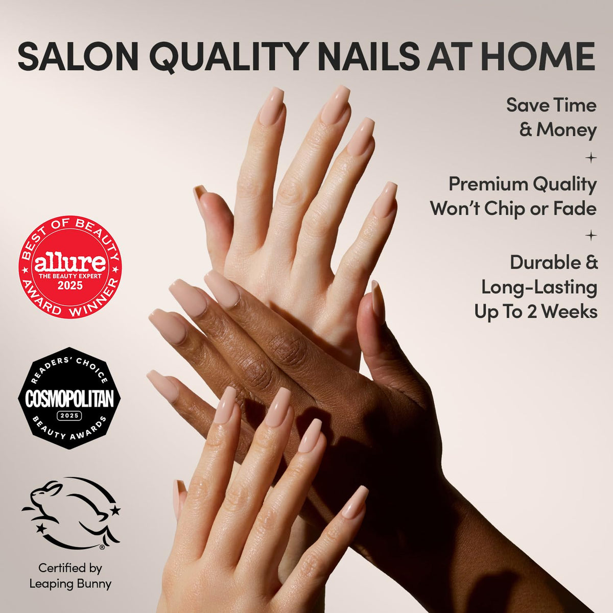 Glamnetic Press On Nails Medium Coffin Glossy nails in storage box