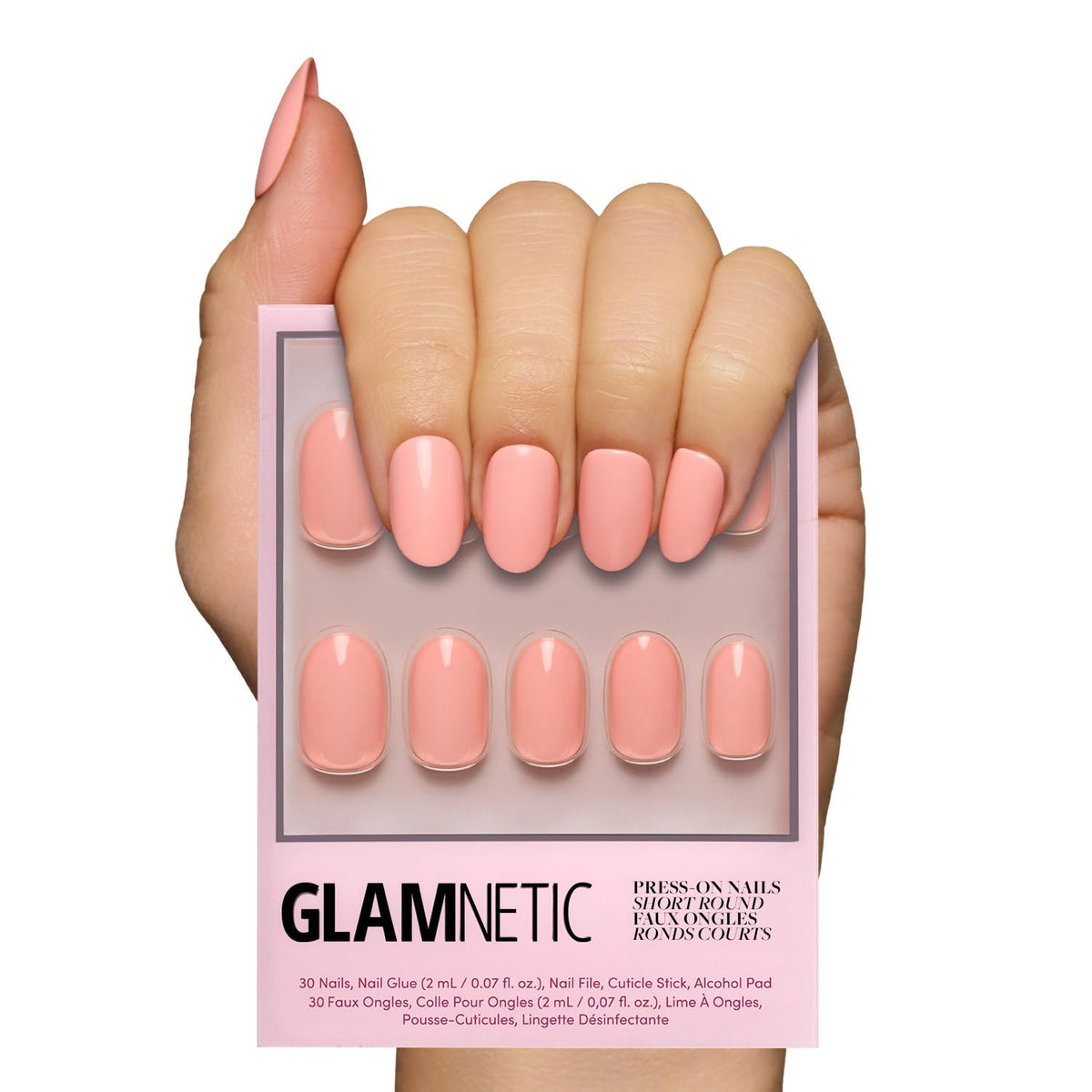 Glamnetic Press On Nails Peach Coral front view with 30 pieces