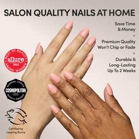Glamnetic Press On Nails Peach Coral side view showing various sizes