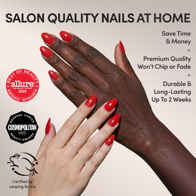 Glamnetic Press On Nails Red Flag design close-up