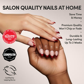 Glamnetic Press On Nails Red French Tip Glitter close-up