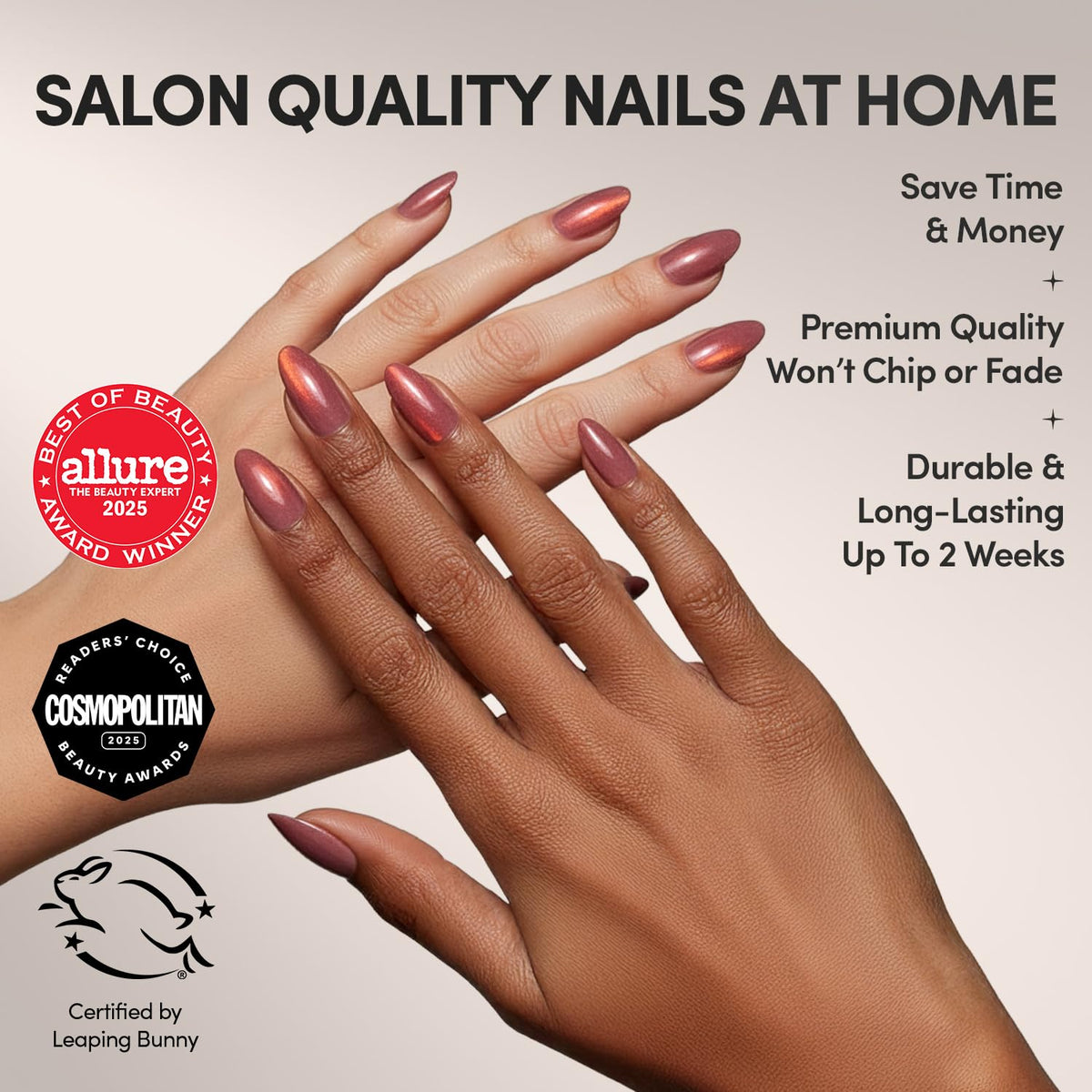 Glamnetic Press On Nails Rosé Nail Set with velvet finish
