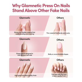 Glamnetic Press On Nails Short Almond close-up of nail designs