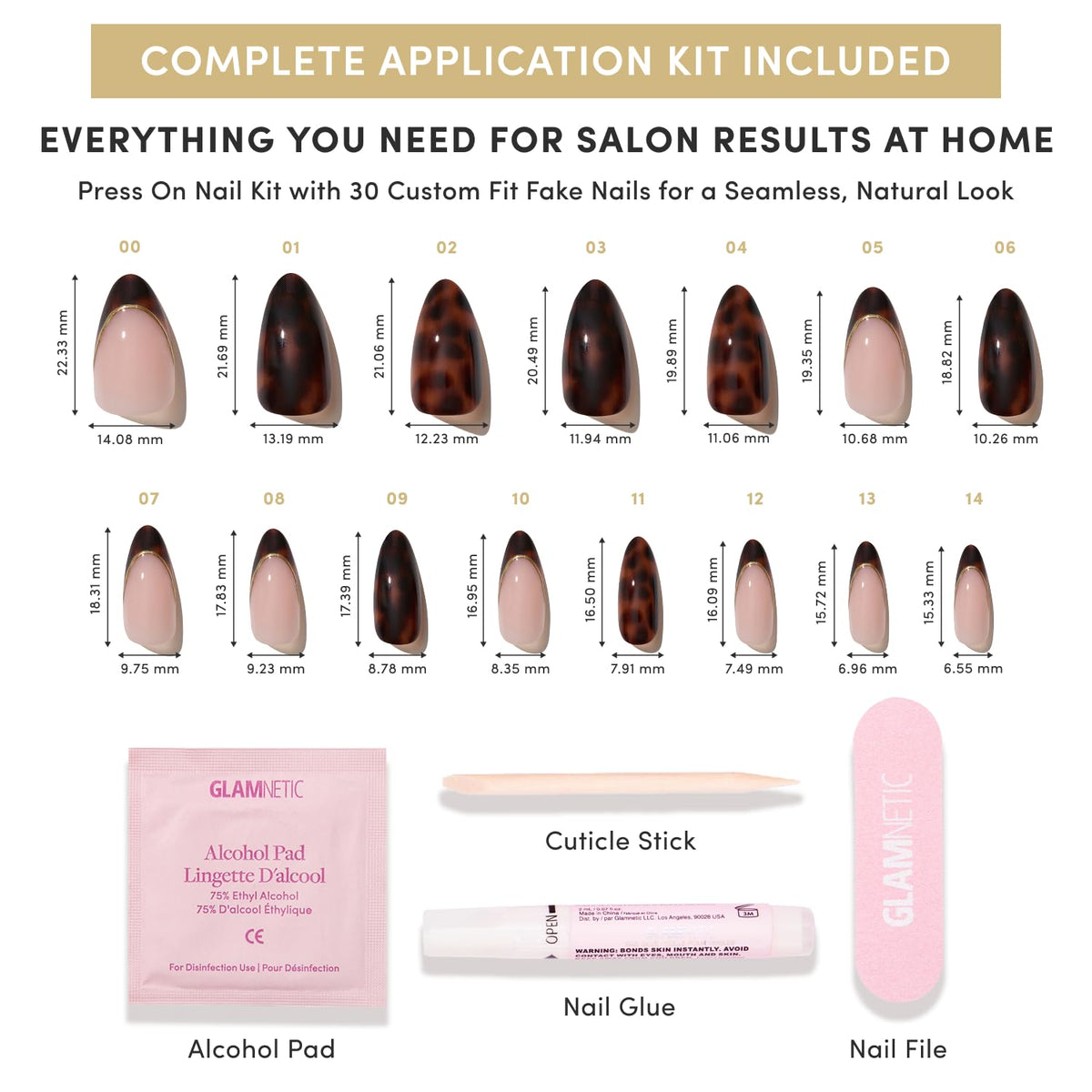 Glamnetic Press On Nails Short Almond displayed on a hand