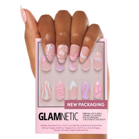 Glamnetic Press On Nails Short Almond full kit front view