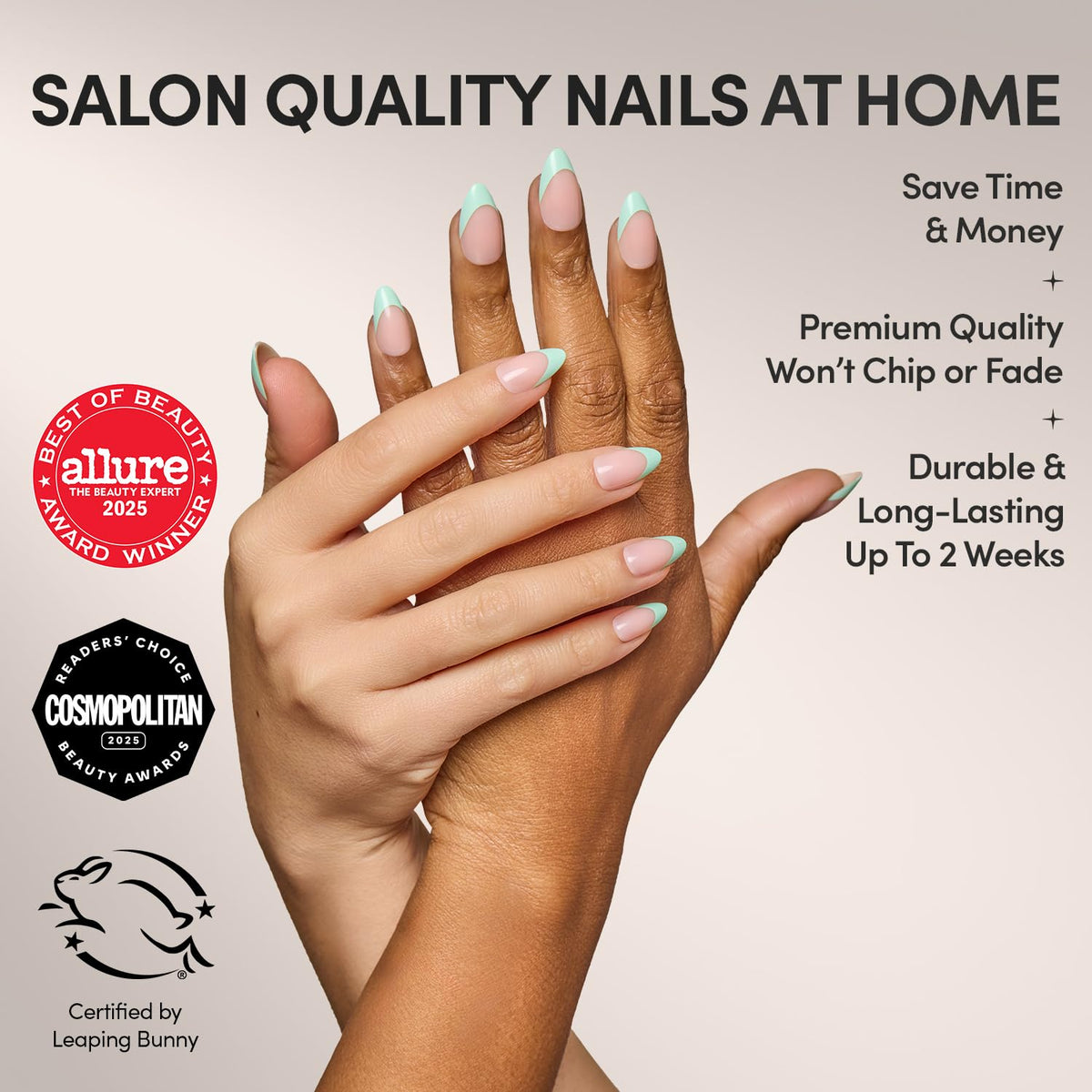 Glamnetic Press On Nails Short Almond full kit with storage box
