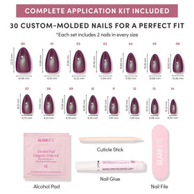 Glamnetic Press On Nails Short Almond Glazed alcohol pad